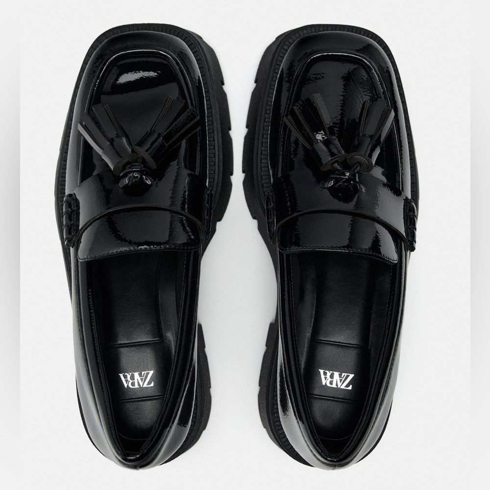 Zara NWT Patent Leather Chunky Loafers